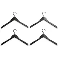 HAY - Smooth Kleerhanger - Slim Zwart - Set van 4