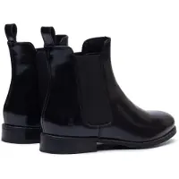 Hush puppies Colette Leren Dames Zwarte Brede Pas Flat Chelsea Boots