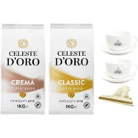 Celeste d'Oro Koffiekoopjes | Cadeaupakket - 2 KG Koffiebonen | Koffiepakket met koffiebonen