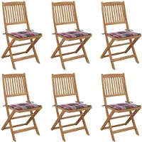 vidaXL Inklapbare stoelen 6 st met kussens massief acaciahout