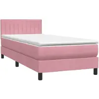 vidaXL Boxspring met matras fluweel roze 80x220 cm