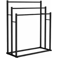Ceruzo Handdoekenrek Vrijstaand – 80 cm Breed – H90 cm- 3 Handdoekstangen – Metaal – Mat Zwart