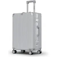 TRVLMORE Premium Reiskoffer - 65x43x26 cm - Dubbel TSA-slot - Ritsvrij - 72 Liter - Zilver