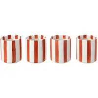 J-Line kopje Gestreept - steengoed - cognac/wit - 4 stuks