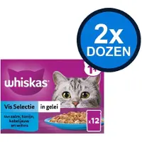 Whiskas 2x - 1+ Adult Vis Selectie in Gelei Multipack - Kattenvoer Natvoer - 12x85g