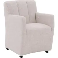 Goossens Eetkamerstoel Lewise - Met Armleuning - Stof - Beige