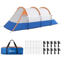 Outsunny kampeer tent, tunneltent voor 2 personen, met ophanghaken voor verlichting. Voortent geschikt voor de tuin