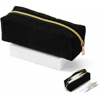 VHV - Etui - Kleine Pennenzak - Soepele Rits - Draagbaar - 20x7x7 cm - Lichtgewicht - Schattige - Voor School, Kantoor - Zwart