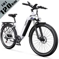 ONESPORT Onesprot Elektrische Stadsfiets 27,5 inch – Uitneembare 655Wh Accu – Tot 120 km Bereik – Shimano 7-Speed – Hydraulische Remmen – Wit