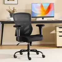 HAUSS SPOLE Bureaustoel – Ergonomische Kantoorstoel Met Verstelbare Lendensteun En 2D Armleuningen – Voor Thuiswerk En Bureau – Mesh – Zwart