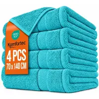 Komfortec handdoeken – Set van 4 - Badhanddoek 70x140 cm - 100% Katoen – Turquoise