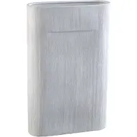 Ptmd Elenia White Ceramic Oval High Pot Fine Lines L