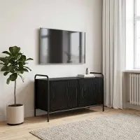 vidaXL Tv-meubel 79,5 x 33 x 50 cm Zwart eiken Bewerkt hout