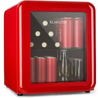 Klarstein PopLife Drankenkoeler - Minibar, Retro Koelkast, 0-10°C, slechts 39 dB, 48 L, milieuvriendelijk, dubbelwandige deur, retro design, rood