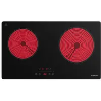 Klarstein Glaskeramische kookplaat - 60 cm, Slimline 2-zones VTC-kookplaat met touch-bediening, Digitale timer & kinderslot – Ruimtebesparende keramische kookplaat voor compacte keukens