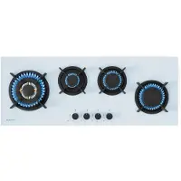Klarstein Goldflame 4 Slim gaskookplaat, 4 messing branders, 3,4 kW, 2,4 kW, 1,8 kW, 1 kW, SnapJet-ontsteking, vlamuitvalbeveiliging, vloeibaar en aardgas, wit, incl. slang en drukregelaar