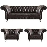 AEA Braune Chesterfield Ledercouchen Wohnzimmer Garnitur Designer Sitzgruppe