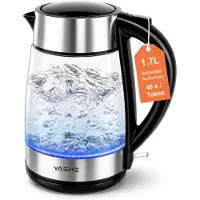 YASHE glazen waterkoker - 1,7 L - 2200 W - blauwe led