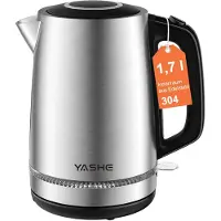 YASHE waterkoker, roestvrij staal, 1,7 liter, 2200W, met kalkfilter