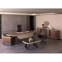 AEA Moderner Arbeitszimmer Set Luxus Möbel Eckschreibtisch Sideboard Massivholz