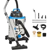 Vacmaster nat- en droogzuiger, vloerzuiger, krachtige zuigkracht, stofzuiger, roestvrij staal, 1500W, 30 liter