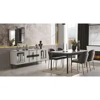 AEA Esszimmer Set Esstisch Holz Metall Luxus 4x Stühle Design 7tlg Sideboard