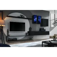 AEA Designer Wohnwand Schwarz Modern Luxus TV Ständer Holzmöbel Einrichtung Garnitur