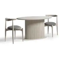 AEA Esszimmer Essgruppe Komplette Esstisch Stühle 3tlg Beige Design Oval