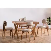AEA Esszimmer Set Hochwertig Garnitur Tisch 4x Stühle Design Modern Möbel Braun