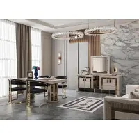 AEA Esszimmer Set Hochwertig Garnitur Tisch 4x Stühle Design Modern Sideboard