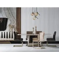 AEA Elegant set van 7 delen voor de eetkamer, bruin, van hout en metaal