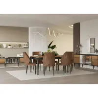 AEA Garnitur Esszimmer Essecke Esstisch Stühle Anrichte 10tlg Braun Holz