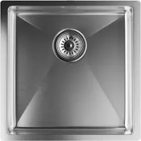 Klarstein roestvrijstalen gootsteen 45x45 cm met overloop & zeef - hoogwaardige waterkraan, organiser, ideaal voor dagelijks gebruik in de keuken, robuust & onderhoudsvriendelijk