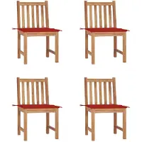 vidaXL Tuinstoelen, 4 stuks, met kussens, massief teakhout