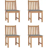 vidaXL Tuinstoelen, 4 stuks, met kussens, massief teakhout