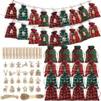 Merkloos Adventskalender om te vullen met jute zakjes voor Kerstmis