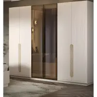 AEA Moderner Beiger Kleiderschrank Garderobenschrank Edler Glasschrank