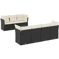 vidaXL 8-delige Loungeset met kussens poly rattan zwart