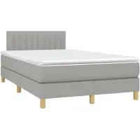 vidaXL Boxspring met matras stof lichtgrijs 120x190 cm