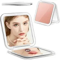OEM Compacte reisspiegel voor make-up, 30x - 30x/1x zoom - geschikt voor handtas - make-up spiegel met 30x vergroting - reistopper voor meisjes - rosé goud