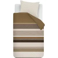 Beddinghouse katoenen gestreepte 1-persoons dekbedovertrek 140x220 cm - goud