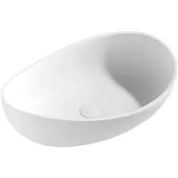 CERANO - Wastafel van gemarmerd composiet, model Valentino - voor opbouw - wit, mat - 60x37 cm