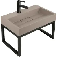 REA - Conglomeraat Wastafel Goya 60cm Taupe + Onderstel , Rechthoekig - 50 x 37 x 14 cm