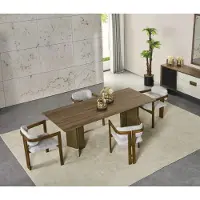 AEA Garnitur Esstisch Essecke Essgruppe Set 7tlg Esszimmer Braun Holz