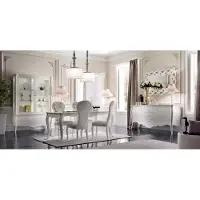 AEA Esszimmer Set 8tlg. Esstisch 4x Stühle Sideboard Spiegel Garnitur Weiß