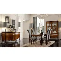 AEA Komplett Set Esstisch 4x Stühle Esszimmer Set Gruppe Holz Vitrine 7tlg