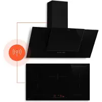 Klarstein HaloSync inductiekookplaat met afzuiging - 90 cm, 5 zones, 11400 W boost, touchslider, downdraft, timer, kinderslot, restwarmte-indicator, A+++ energie, keramisch glas, ingebouwde afzuiging