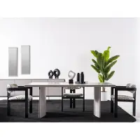 AEA Elegant beige eethoekset voor 7 personen, gemaakt van hout, met een modern design