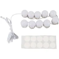Gistuch LED-wastafellampen met 10 dimbare lampen, spiegel met USB-bediening voor kleur- en helderheidsaanpassing, geschikt voor make-up, kleedkamers en badkamers