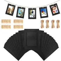 OEM Kartonnen fotolijstjes, 30 stuks, inclusief clips en haken, wanddecoratie voor scholen en kantoren - zwart